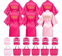 24 accappatoi per feste spa per ragazze, 6 accappatoi per feste termali, 6 borse tote, 6 fasce per capelli, 6 maschere per gli occhi, per feste di compleanno per ragazze (taglia 10)