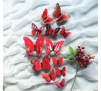 24 adesivi 3D a forma di farfalla, grandi, a 2 strati, giganti adesivi di carta a forma di farfalla, per compleanni, decorazioni per feste (rosso)