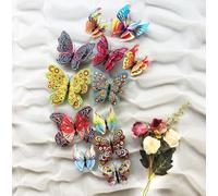 24 adesivi 3D a forma di farfalla, grandi dimensioni, a 2 strati, giganti, in carta, per compleanno, decorazione da parete, decorazioni per feste (stile cinese)