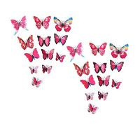 24 adesivi 3D a forma di farfalla, rimovibili, decorazione per la casa, camera da letto, feste, colore: fucsia