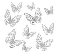 24 adesivi murali 3D a forma di farfalla - Elementi decorativi rimovibili per la casa in argento e oro rosa. Ideali per decorare la stanza,