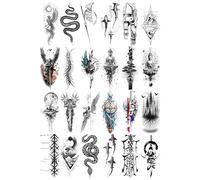 24 Adesivi Per Tatuaggi Temporanei A Forma Di Stella, Fulmine E Spina Per Il Dorso Della Mano (Tatuaggi A Trasferimento D'Acqua)