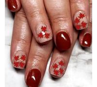 24 Aghi Artificiali Corti Quadrati Con Disegni Foglie D'acero Stampa Per Ringraziamento Unghie Per Donne Per Unghie Del Ringraziamento Arte Elegante Facile Da Applicare Colori