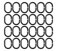 24 anelli per tende da doccia in plastica nera, ganci per tende, anelli per tenda da doccia, accessori per tende da bagno, finestre (4.2 x 6 cm)