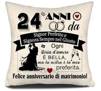 24 Anni da Signor Perfetto e Signora Sempre nel Giusto Copricuscino anniversario per coppie Donne Uomini Moglie Marito Genitori Matrimonio Regalo 24° anniversario Regalo copricuscino Decorazione(24-a)