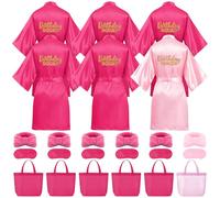 24 articoli per feste spa per ragazze, 6 accappatoi per feste termali, 6 fasce per capelli, 6 borse tote, 6 maschere per gli occhi, colore rosa (etichetta taglia 10)