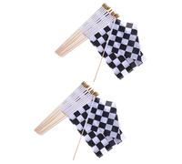 24 bandiere a scacchi con asta in legno per decorazioni da esterno per giochi
