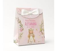 24 Bomboniere Comunione Bambina Personalizzate, Bomboniera Comunione Bambina, personalizza e modifica la quantità di Scatoline Portaconfetti complete di Bigliettino e Nastrino PV Grafik (Nica16C)