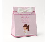 24 Bomboniere Comunione Bambina Personalizzate, Bomboniera Comunione Bambina, personalizza e modifica la quantità di Scatoline Portaconfetti complete di Bigliettino e Nastrino PV Grafik(Nica05C)