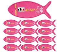 24 bomboniere comunione, Schön dass du da bist Adorabili sacchetti per cioccolato in feltro a forma di pesce, bomboniere, cresima, compleanno, bomboniera, battesimo, comunione, decorazione (rosa)