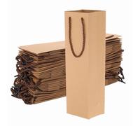 24 Borsette Regalo Vino 3.7x3.5x14 Pollici per Bottiglie Marrone