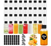 24 botellas 60ml Bottiglie Plastica, Bottiglie Plastica Piccole da Riempire, Bottiglie Mignon Vuote da Riempire con Tappi a Prova, 1 Spazzola per La Pulizia, 1 Pennarello, 3 Imbuti e 1 Etichetta