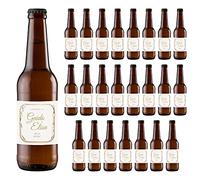 24 bottiglie di birra Personalizzate - Idea esclusiva e originale per bomboniere di matrimonio, comunione, battesimo e anniversario (Cornice oro, 0,33 L)