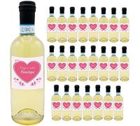 24 bottiglie mignon personalizzate di vino bianco (0.25L) perfetto per bomboniere per battesimo (È nata)