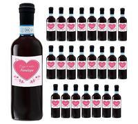 24 bottiglie mignon personalizzate di vino rosso (0.25L) perfetto per bomboniere per battesimo (È nata)