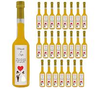 24 bottiglie personalizzate di Liquore perfetto per bomboniere per matrimonio, anniversario, battesimo e comunione (Crema di Pesca, Sposini)