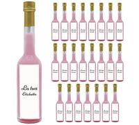 24 bottiglie personalizzate di Liquore perfetto per bomboniere per matrimonio, anniversario, battesimo e comunione (Crema di Fragola, La tua etichetta)