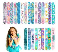 24 braccialetti a scatto per il giorno della sirena, braccialetti a scatto per regali, bomboniere, graziosi braccialetti per bambini, regali di compleanno a tema sirena, forniture per feste in classe