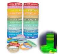 24 braccialetti luminosi motivazionali per bambini in tedesco - braccialetti in silicone colorati, luminosi al buio, regali per l'inizio della scuola/scuola/addio, ideali per bambini e colleghi