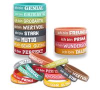 24 braccialetti motivazionali per bambini con frasi tedesche, braccialetti in silicone da 18 cm, come regalo per addio al kita, compleanni dei bambini e mutmaker per la scuola