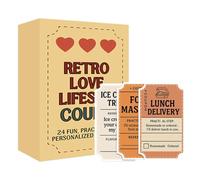 24 Buoni d'amore per coppie | Libro voucher vintage romantico per partner | Set di coupon d"amore vintage divertenti e personalizzati contenente 24 buoni romantici per appuntamenti serali e dolci gesti