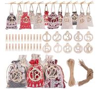 24 Calendario Avvento Sacchetto Regalo di Natale Fai-da-Te, EBANKU Avvento Calendario da Riempire,Sacchetto Regalo di Natale,DIY Decorazioni Natalizie Sacchettini di Regalo