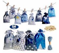 24 Calendario dell'Avvento da riempire, Calendario Avvento Sacchetti Stoffa, Sacchetti Stoffa Calendario Avvento per il conto alla Rovescia di Natale,Sacchetto Regalo di per bambini, ragazzi eNatale