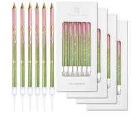 24 candele di compleanno, rosa e verde, candele per torta di compleanno con supporti, lunghe 13 cm, sottili candele per cupcake, per compleanni, matrimoni, baby shower, decorazioni per feste di strega