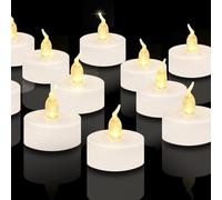 24 candeline da tè, candele a batteria senza fiamma LED CNMTCCO, candeline da tè luminose e tremolanti, batteria extra lunga con oltre 200 ore di autonomia per Natale, matrimoni, feste (bianco caldo)
