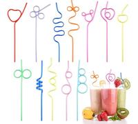 24 Cannucce Riutilizzabili a Spirale Colorate in Plastica PET Cannucce Decorative per Compleanno Matrimonio Festa Bambini Estate Cocktail Casa Scuola Picnic Bicchieri Allegri Divertenti