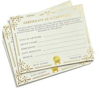 24 certificati di autenticità - 5 x 7 in lamina d'oro certificati COA per valutazioni oggetti da collezione e regali d'arte per artigiani artigiani lavoratori artigianali