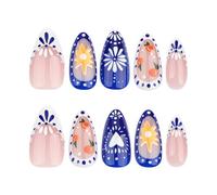 24 chiodi acrilici a mandorla corta, con pressa a cuore