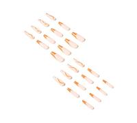24 chiodi arancioni French Tip da incollare, per unghie artificiali glitterate, per l'inverno, per unghie a strisce