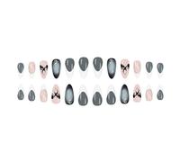 24 chiodi da spingere, diverse misure, stili francesi, lucidi, a forma di goccia, per unghie artificiali, fiocchi a farfalla, occhi di gatto, in oro gotico gotico
