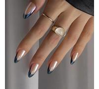 24 chiodi per mandorle da spingere, unghie lucide, da incollare, stile francese, unghie artificiali, eleganti accessori per unghie per ogni occasione