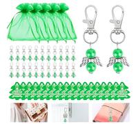 24 ciondoli a forma di angelo custode, con ciondolo a forma di angelo custode, in organza, per Natale, matrimonio, comunione, regalo (verde)