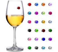 24 ciondoli magnetici in cristallo per calici da vino: pennarelli colorati per bicchieri da vino, flute da champagne, cocktail e Martini, eleganti accessori per feste per identificare bevande ed