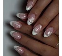 24 colle di mandorle su disegni falsi francesi falsi regali artificiali per donne ragazze colle acriliche sull'unghia per le donne trasparenti