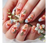 24 colle di mandorle su disegni falsi francesi falsi regali artificiali per donne ragazze design unghie finte