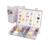 24 Collezione di cristalli minerali di roccia naturale | Educativo | 25x15x5cm | Calendario GEM AVVENITO 2025 a 24 giorni | Kit di scienze dei giocattoli educativi | Buon regalo | Per i bambini