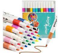 24 colori acrilici per pietre da dipingere, pietre colorate, penne, matite da pittura, pietre impermeabili, pennarelli acrilici, pennarelli per pittura fai da te, tela, legno
