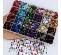 24 colori brillanti paillettes rotonde piatte con coriandoli paillettes per cucire abiti da sposa fai da te artigianato accessori-S1