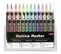 24 Colori Marker Metallici Contorno Pennarelli Acrilici Glitter