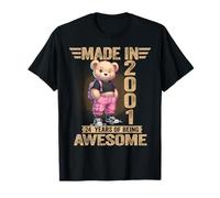24° Compleanno Made in 2001 24 Years of Being Awesome Bear Maglietta