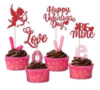 24 confezioni di decorazioni per torte Happy Valentine's Day Compleanno Love Be Mine Cupid Decorazione San Valentino Cupcake Topper per matrimonio, San Valentino, giorno doccia, compleanno, festa