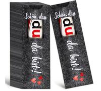 24 confezioni per cioccolatini, bomboniere, sacchetti in feltro nero, con scritta "Schön, dass du da bist", per battesimo, comunione, cresima, compleanno
