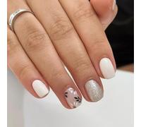 24 Copertini Completi Lucidi Attaccano Unghie Adorabili Premi Un Semplice Quadrato Corto Artificiale Falso