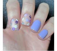 24 Copertini Completi Lucidi Attaccano Unghie Corti Quadrati Falsi Fiori Premi Artificiale