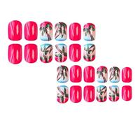 24 Copertini Completi Lucidi Attacco Unghie Coconut Tree Press On Nails Summers Artificial Short Square False False