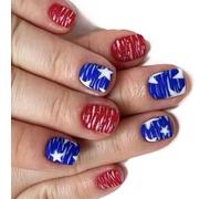 24 Coperture Opache Complete Stick On Nails Short Square False 4th Of July Press On Flags Day Artificiale